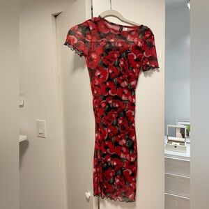 NWOT Red Floral Tulle Dress